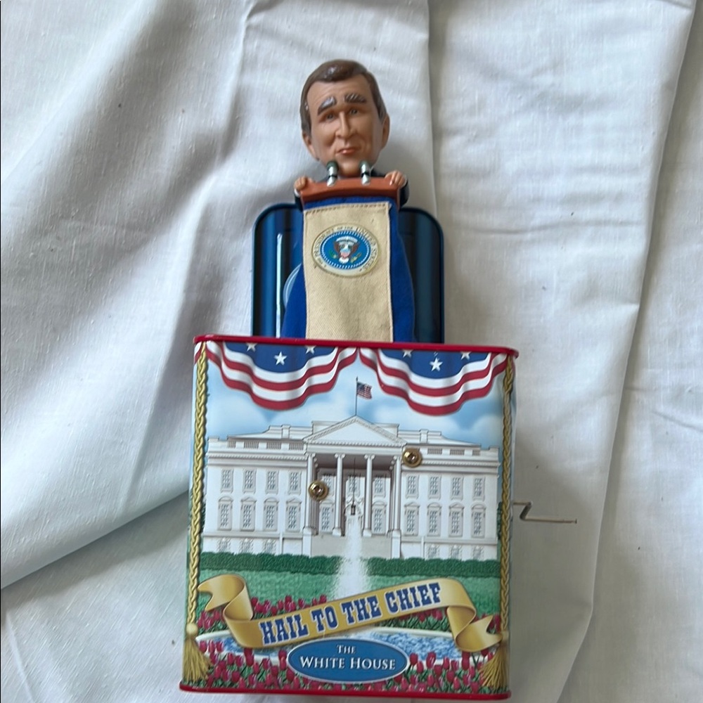 Patriotic Blue and Red White House Collectible